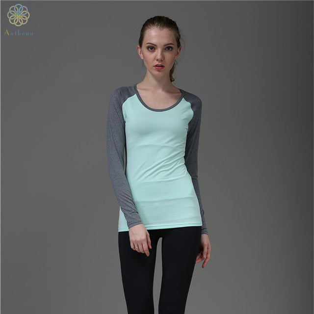 2016 Women Anti-Wrinkle Sports Tops Tees Running Long Sleeved T-Shirt Fitness Yoga Gym Sweatshirt Girl Cat Clothing Blue/Pink