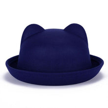 Load image into Gallery viewer, Beautiful Cute Women Devil Hat Cute Cat Bear Ears Seaside shade Wool Derby Bowler Cap Bonito