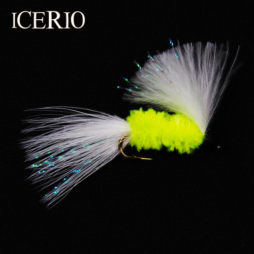 ICERIO 8PCS #10 Olive Body Cat Whisker Streamer Trout Fly Fishing Lures
