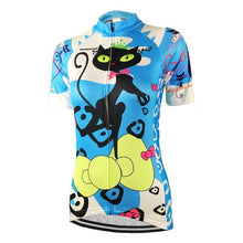 Load image into Gallery viewer, Weimostar Women Mountain MTB Bike Jersey Top Cycling Lady Bike Jersey Short Sleeve Girl Clothes Bicycle Clothing Blue Cat