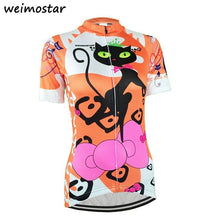 Load image into Gallery viewer, Weimostar Women Mountain MTB Bike Jersey Top Cycling Lady Bike Jersey Short Sleeve Girl Clothes Bicycle Clothing Blue Cat