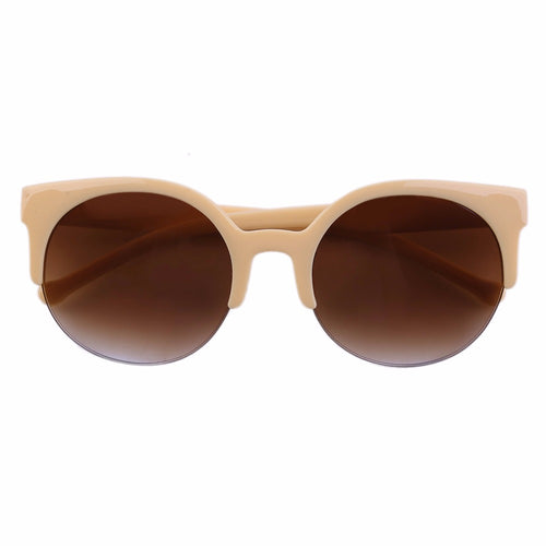 Unisex Adult Stylish Retro Round Circle Shaped Frame Semi-Rimless Anti-UV 400 Eye Cat Sunglasses