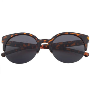 Unisex Adult Stylish Retro Round Circle Shaped Frame Semi-Rimless Anti-UV 400 Eye Cat Sunglasses