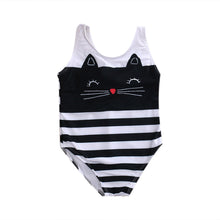 Load image into Gallery viewer, ITFABS Toddler Kids Baby Girls Cute Cat Stripe Bikini Swimwear Tankini Swimsuit Bathing Suit Beachwear