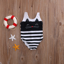 Load image into Gallery viewer, ITFABS Toddler Kids Baby Girls Cute Cat Stripe Bikini Swimwear Tankini Swimsuit Bathing Suit Beachwear