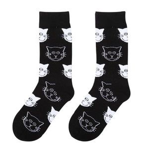 Brand Socks For Women High Socks Cute Cartoon Cat Pattern Of Cotton Knit Happy Hosiery