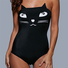 Load image into Gallery viewer, New Style Women Cute Cat One Peice Swimwear Strapless Bathing Suit Tube Top Off-the-shoulder Cat Unpadded Free Swimwear Women