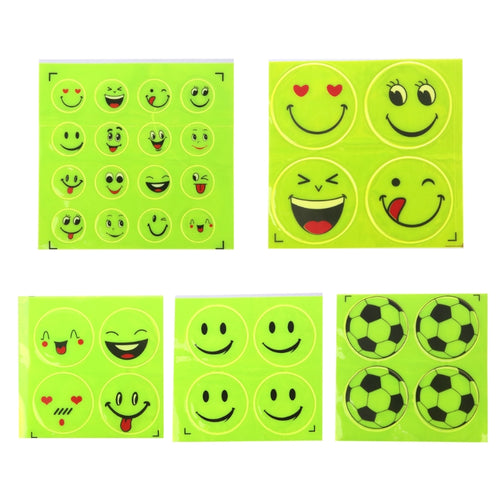 1 Sheet Funny Reflective Bicycle Sticker Smiling Face Pattern Safety Night Riding Decal