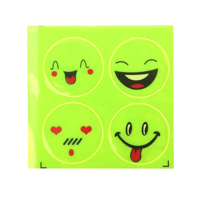 1 Sheet Funny Reflective Bicycle Sticker Smiling Face Pattern Safety Night Riding Decal