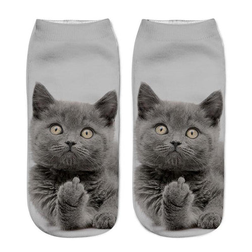 1Pair Women Sport Socks 3D Print Cat Unisex Low Cut Ankle Socks Sports Cycling Sock
