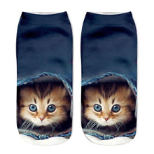 Load image into Gallery viewer, 1Pair Women Sport Socks 3D Print Cat Unisex Low Cut Ankle Socks Sports Cycling Sock