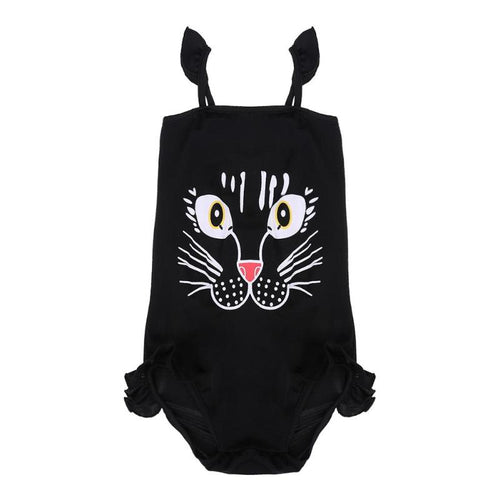 Summer Cartoon Cat Toddler One-Piece Children Swimwear Ruffle Side Girls Bathing Suits Baby Swimming Suit meisje bikini