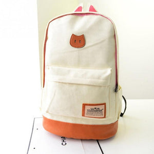 2016 New backpack canvas campus girls climbing backpack outdoor sport travel bags Cat ears cartoon package