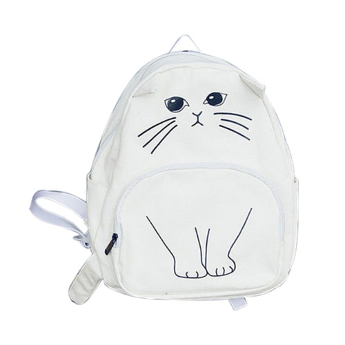 City walking bag cute cat Japanese student backpack girl cartoon animal pattern embroidery new canvas transport package