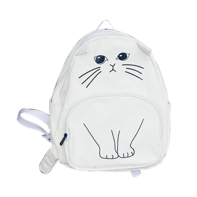 City walking bag cute cat Japanese student backpack girl cartoon animal pattern embroidery new canvas transport package