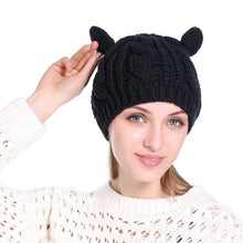 Load image into Gallery viewer, GYM Exercise Warm Hat Protection Sports Outdoor Women Cat Ear Hiking Caps Winter Windproof Sport Hat Knit Ski Cap
