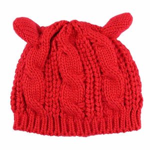 GYM Exercise Warm Hat Protection Sports Outdoor Women Cat Ear Hiking Caps Winter Windproof Sport Hat Knit Ski Cap