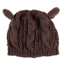 Load image into Gallery viewer, GYM Exercise Warm Hat Protection Sports Outdoor Women Cat Ear Hiking Caps Winter Windproof Sport Hat Knit Ski Cap