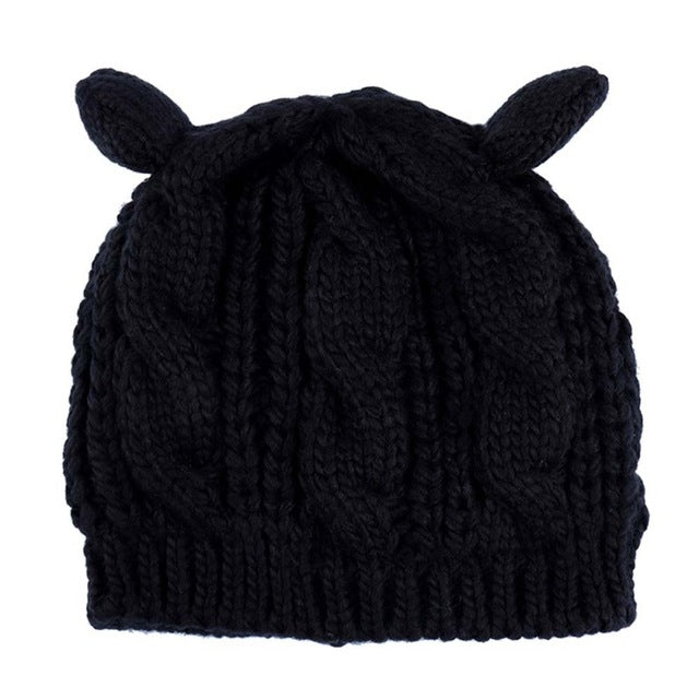 GYM Exercise Warm Hat Protection Sports Outdoor Women Cat Ear Hiking Caps Winter Windproof Sport Hat Knit Ski Cap