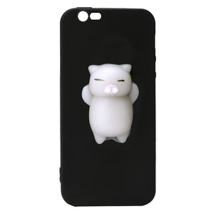 Swimming Bag Silicone Phone Case 3D Cartoon Squishy Cat Pinch Poke Stress Relievers Case Cover for iPhone 6 6S 7 Plus 5 5S