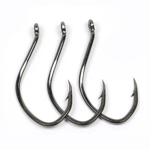 100PCS High Carbon Steel Black Nickle Catfish Hook Big River Bait Hook Sea Fishing Hooks 1/0 2/0 3/0