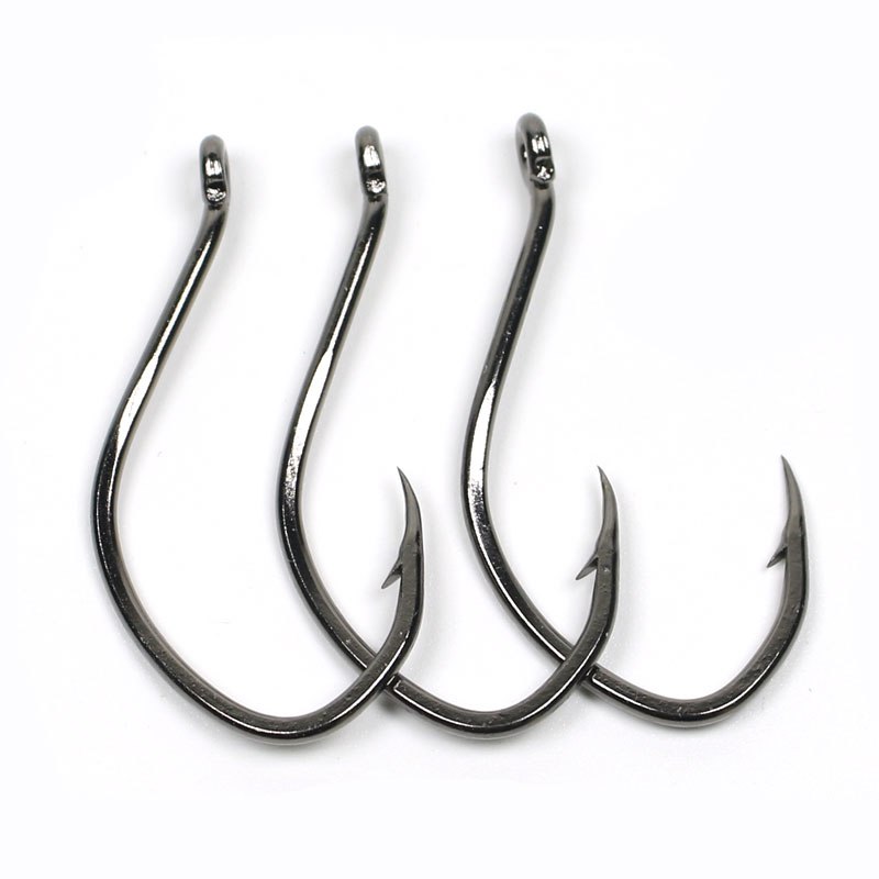 100PCS High Carbon Steel Black Nickle Catfish Hook Big River Bait Hook Sea Fishing Hooks 1/0 2/0 3/0