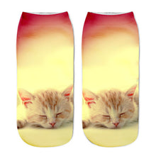 Load image into Gallery viewer, 1Pair Women Sport Socks 3D Print Cat Unisex Low Cut Ankle Socks Sports Cycling Sock