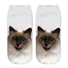 Load image into Gallery viewer, 1Pair Women Sport Socks 3D Print Cat Unisex Low Cut Ankle Socks Sports Cycling Sock