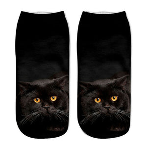1Pair Women Sport Socks 3D Print Cat Unisex Low Cut Ankle Socks Sports Cycling Sock