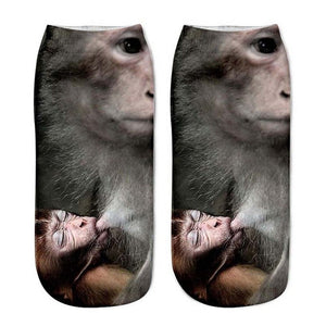 1Pair Women Sport Socks 3D Print Cat Unisex Low Cut Ankle Socks Sports Cycling Sock