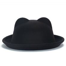 Load image into Gallery viewer, Ear Beach Cap Outdoor Vogue Women Lady Wool Horn Parent-Child Bowler Fedora Hats Derby Cat