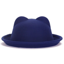 Load image into Gallery viewer, Ear Beach Cap Outdoor Vogue Women Lady Wool Horn Parent-Child Bowler Fedora Hats Derby Cat