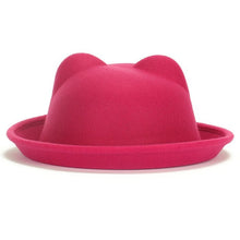 Load image into Gallery viewer, Ear Beach Cap Outdoor Vogue Women Lady Wool Horn Parent-Child Bowler Fedora Hats Derby Cat