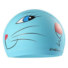 Load image into Gallery viewer, PowerPai Swimming Cap Children Waterproof PU for boys girls Comfortable Dolphine Cat Cartoon Swimming Pool Training Bathing Hood