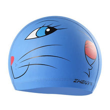 Load image into Gallery viewer, PowerPai Swimming Cap Children Waterproof PU for boys girls Comfortable Dolphine Cat Cartoon Swimming Pool Training Bathing Hood
