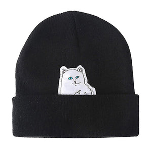 2017 Winter Sport Hats Solid Windproof Cotton Hot Cartoon Cat Print Running Caps Patch Hat Women Men