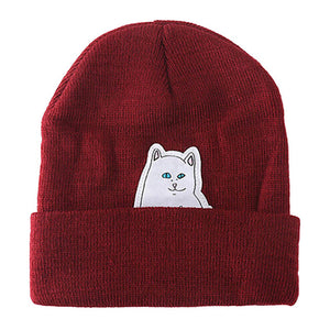 2017 Winter Sport Hats Solid Windproof Cotton Hot Cartoon Cat Print Running Caps Patch Hat Women Men
