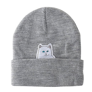 2017 Winter Sport Hats Solid Windproof Cotton Hot Cartoon Cat Print Running Caps Patch Hat Women Men
