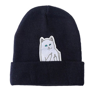 2017 Winter Sport Hats Solid Windproof Cotton Hot Cartoon Cat Print Running Caps Patch Hat Women Men