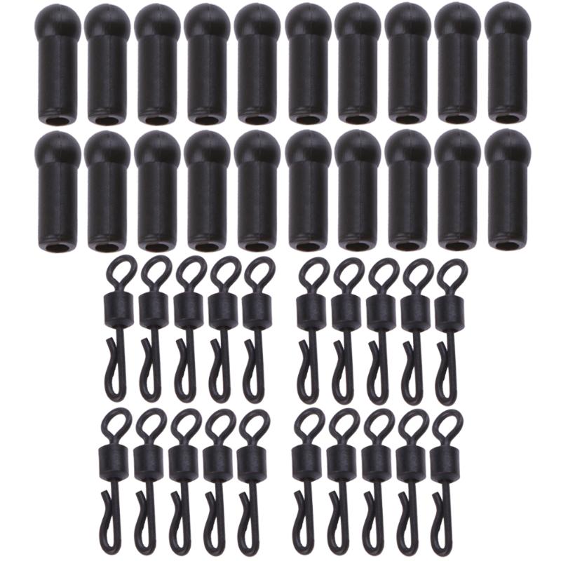 Carp Fishing Lead Buffer Beads Carp Coarse Rig with Quick Change Swivel Fishing Accessories (20 x Bead+ 20 x Swivels)