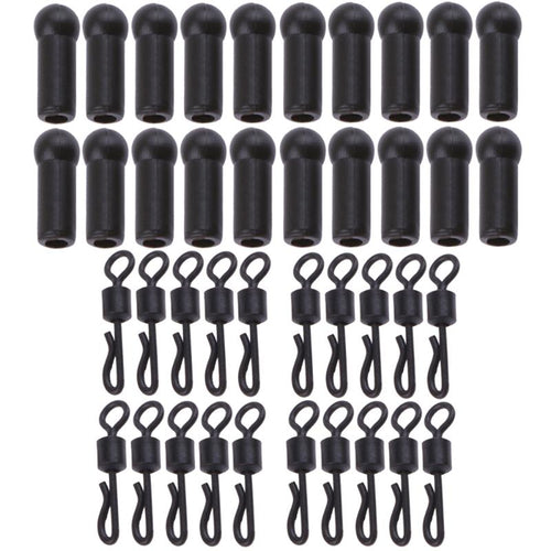 40Pcs High quality Carp Fishing Rubber Mini Buffer Beads with Q Shaped Quick Change Swivels Terminal Tackle Fishing Accessories