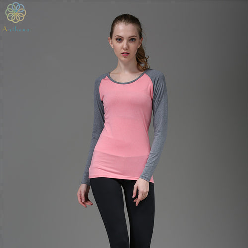 2016 Women Anti-Wrinkle Sports Tops Tees Running Long Sleeved T-Shirt Fitness Yoga Gym Sweatshirt Girl Cat Clothing Blue/Pink